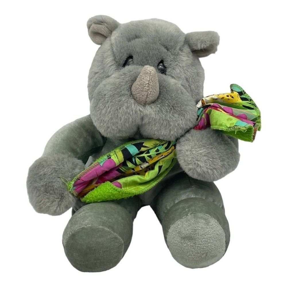 Vintage 1993 COMMONWEALTH Plush Rhino holding Blanket Stuffed Animal HTF